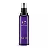 Mugler Alien Parfum Nachfüllflakon mit schwarzer Pumpe auf weißem Hintergrund