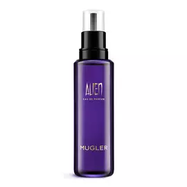 Mugler Alien Parfum Nachfüllflakon mit schwarzer Pumpe auf weißem Hintergrund