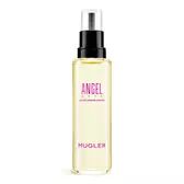 Angel Nova Mugler Eau de Parfum Nachfüllflakon mit schwarzer Pumpe vor hellgrauem Hintergrund